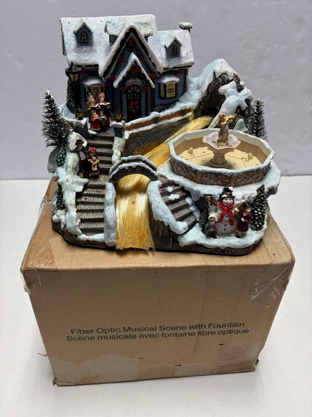 Vintage Avon Fiber Optic Christmas Village Water Fountain Christmas Shop